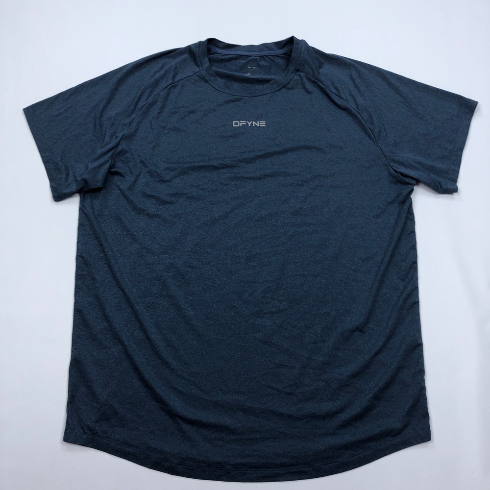 DFYNE Mens Large Blue Heathered Training T-Shirt Athletic Gym Top